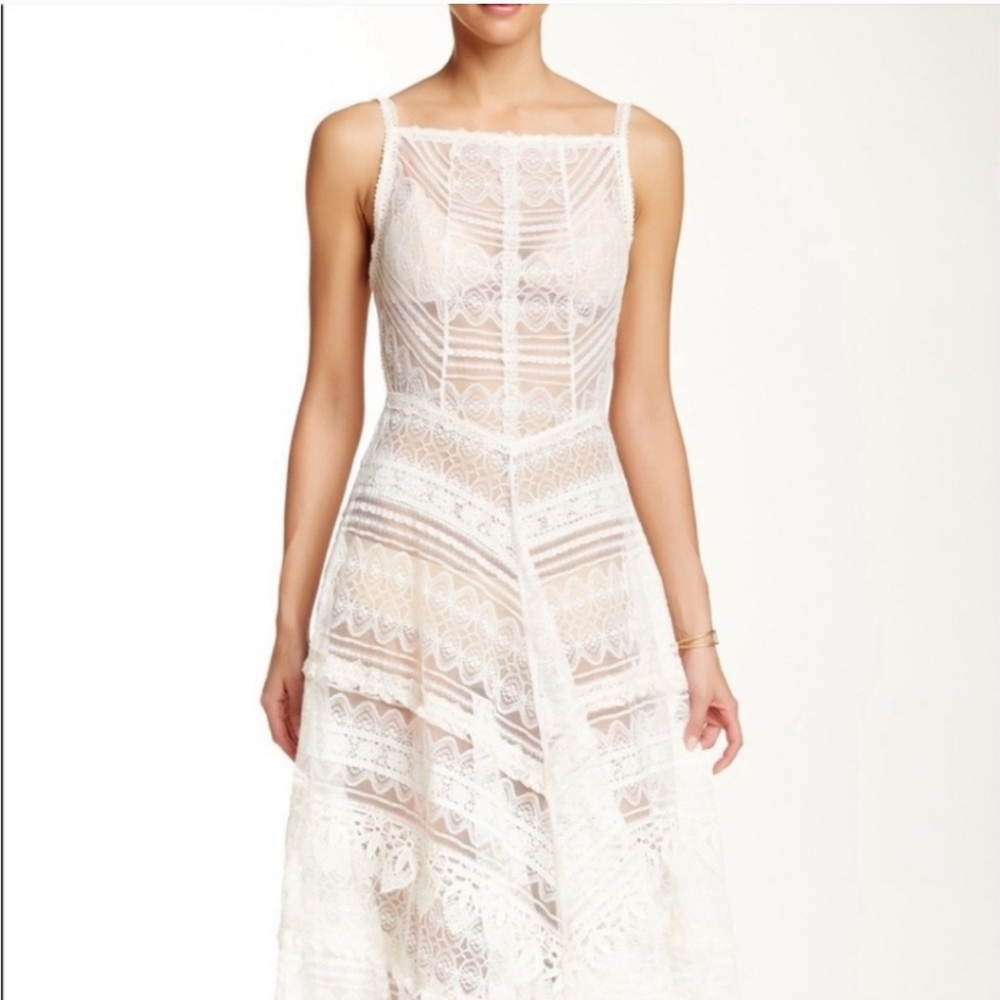 Intimately FP white lace maxi slip dress